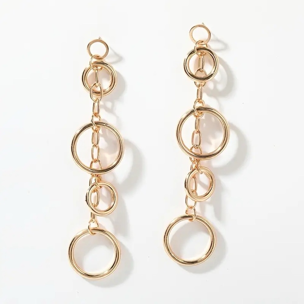 Elegant Gold Hoop Dangle Earrings